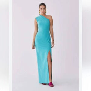 NEW Asymmetric Sheath CYAN Gown